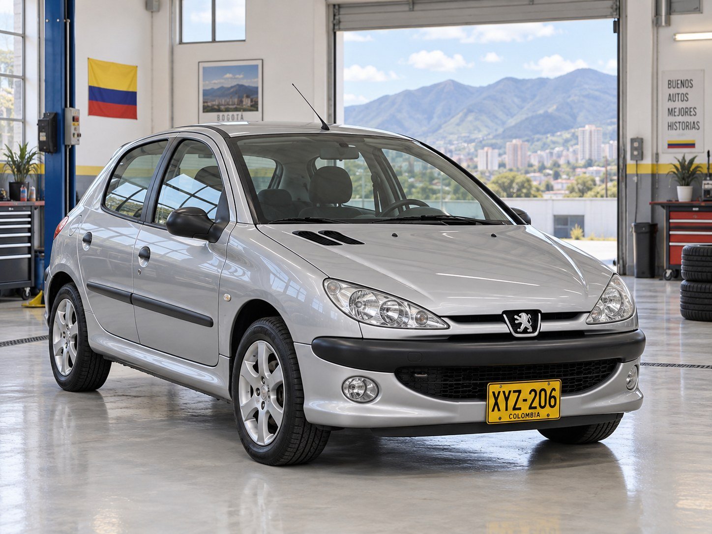 Imagen ilustrativa de un Peugeot 206 en un taller